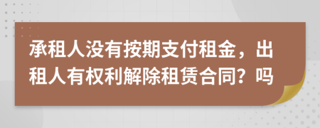 承租人沒(méi)有按期支付租金，出租人有權(quán)利解除租賃合同？嗎