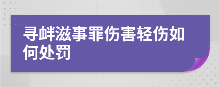 尋釁滋事罪傷害輕傷如何處罰