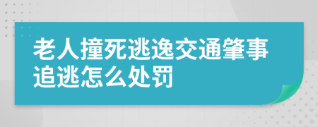 老人撞死逃逸交通肇事追逃怎么處罰