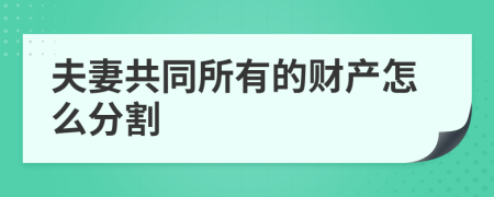夫妻共同所有的財(cái)產(chǎn)怎么分割