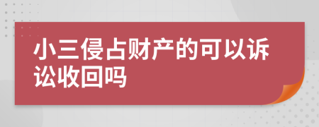 小三侵占財產(chǎn)的可以訴訟收回嗎