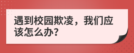 遇到校園欺凌，我們應(yīng)該怎么辦？