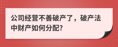 公司經(jīng)營(yíng)不善破產(chǎn)了，破產(chǎn)法中財(cái)產(chǎn)如何分配?