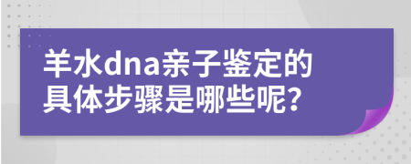 羊水dna親子鑒定的具體步驟是哪些呢？