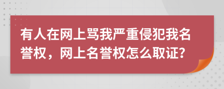 有人在網(wǎng)上罵我嚴重侵犯我名譽權(quán)，網(wǎng)上名譽權(quán)怎么取證？