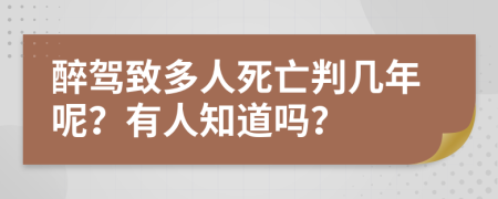 醉駕致多人死亡判幾年呢？有人知道嗎？
