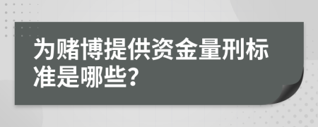 為賭博提供資金量刑標準是哪些？