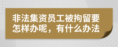 非法集資員工被拘留要怎樣辦呢，有什么辦法