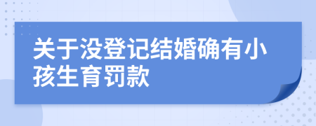 關(guān)于沒登記結(jié)婚確有小孩生育罰款