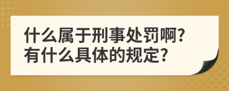 什么屬于刑事處罰啊?有什么具體的規(guī)定?