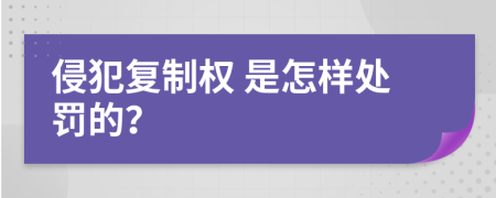  侵犯復制權 是怎樣處罰的？