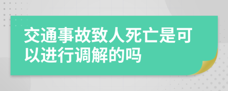 交通事故致人死亡是可以進行調(diào)解的嗎