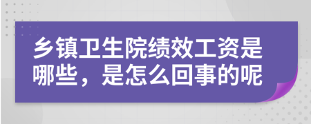 鄉(xiāng)鎮(zhèn)衛(wèi)生院績(jī)效工資是哪些，是怎么回事的呢