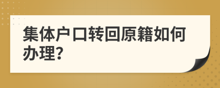 集體戶口轉(zhuǎn)回原籍如何辦理？