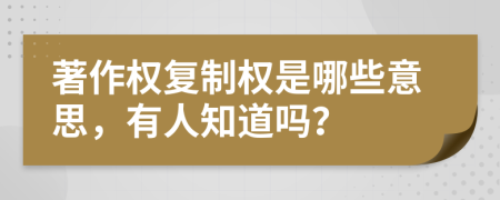 著作權(quán)復(fù)制權(quán)是哪些意思，有人知道嗎？