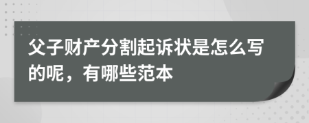父子財(cái)產(chǎn)分割起訴狀是怎么寫的呢，有哪些范本
