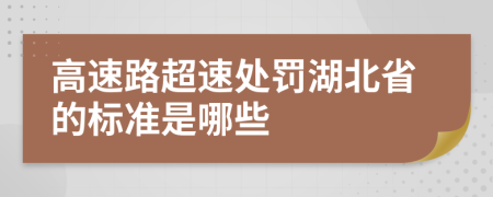 高速路超速處罰湖北省的標準是哪些
