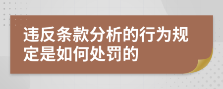 違反條款分析的行為規(guī)定是如何處罰的