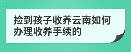 撿到孩子收養(yǎng)云南如何辦理收養(yǎng)手續(xù)的
