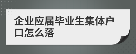 企業(yè)應(yīng)屆畢業(yè)生集體戶口怎么落