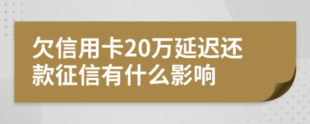欠信用卡20萬(wàn)延遲還款征信有什么影響