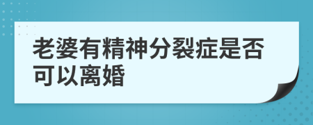 老婆有精神分裂癥是否可以離婚