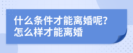 什么條件才能離婚呢？怎么樣才能離婚