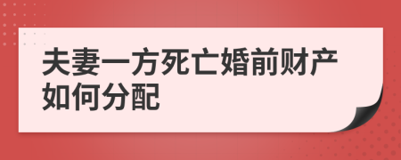 夫妻一方死亡婚前財產(chǎn)如何分配