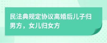 民法典規(guī)定協(xié)議離婚后兒子歸男方，女兒歸女方
