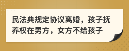 民法典規(guī)定協(xié)議離婚，孩子撫養(yǎng)權在男方，女方不給孩子