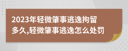 2023年輕微肇事逃逸拘留多久,輕微肇事逃逸怎么處罰