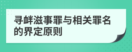 尋釁滋事罪與相關(guān)罪名的界定原則