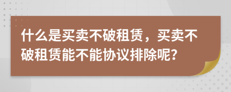 什么是買(mǎi)賣不破租賃，買(mǎi)賣不破租賃能不能協(xié)議排除呢？