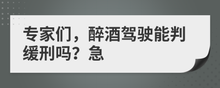 專家們，醉酒駕駛能判緩刑嗎？急