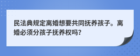 民法典規(guī)定離婚想要共同撫養(yǎng)孩子。離婚必須分孩子撫養(yǎng)權(quán)嗎？