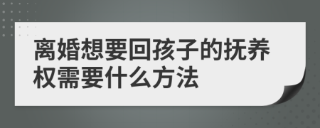 離婚想要回孩子的撫養(yǎng)權(quán)需要什么方法