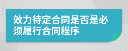 效力待定合同是否是必須履行合同程序