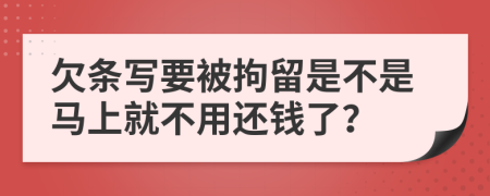 欠條寫要被拘留是不是馬上就不用還錢了？