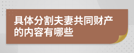 具體分割夫妻共同財(cái)產(chǎn)的內(nèi)容有哪些