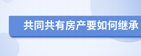共同共有房產(chǎn)要如何繼承