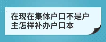 在現(xiàn)在集體戶口不是戶主怎樣補(bǔ)辦戶口本