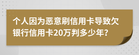 個(gè)人因?yàn)閻阂馑⑿庞每▽?dǎo)致欠銀行信用卡20萬(wàn)判多少年？