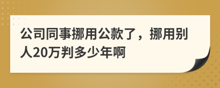 公司同事挪用公款了，挪用別人20萬(wàn)判多少年啊