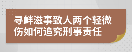 尋釁滋事致人兩個輕微傷如何追究刑事責任