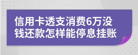 信用卡透支消費(fèi)6萬(wàn)沒(méi)錢還款怎樣能停息掛賬