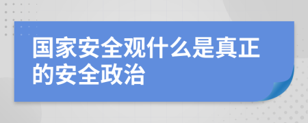 國(guó)家安全觀(guān)什么是真正的安全政治