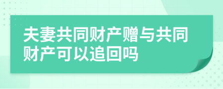 夫妻共同財(cái)產(chǎn)贈(zèng)與共同財(cái)產(chǎn)可以追回嗎