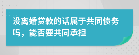 沒離婚貸款的話屬于共同債務嗎，能否要共同承擔