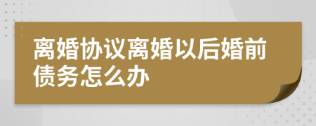 離婚協(xié)議離婚以后婚前債務怎么辦