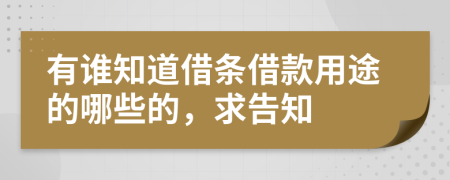 有誰知道借條借款用途的哪些的，求告知